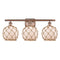 Farmhouse Rope Bath Vanity Light shown in the Antique Copper finish with a White Glass with Brown Rope shade