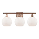 Athens Bath Vanity Light shown in the Antique Copper finish with a Matte White shade