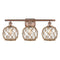 Farmhouse Rope Bath Vanity Light shown in the Antique Copper finish with a Clear Glass with Brown Rope shade