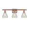 Conesus Bath Vanity Light shown in the Antique Copper finish with a Clear Crackle shade