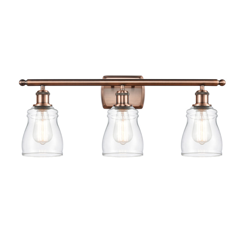 Ellery Bath Vanity Light shown in the Antique Copper finish with a Clear shade