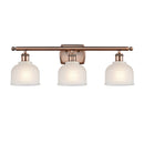 Dayton Bath Vanity Light shown in the Antique Copper finish with a White shade