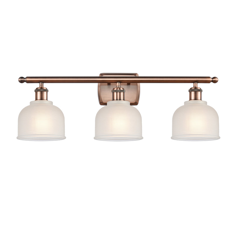 Dayton Bath Vanity Light shown in the Antique Copper finish with a White shade