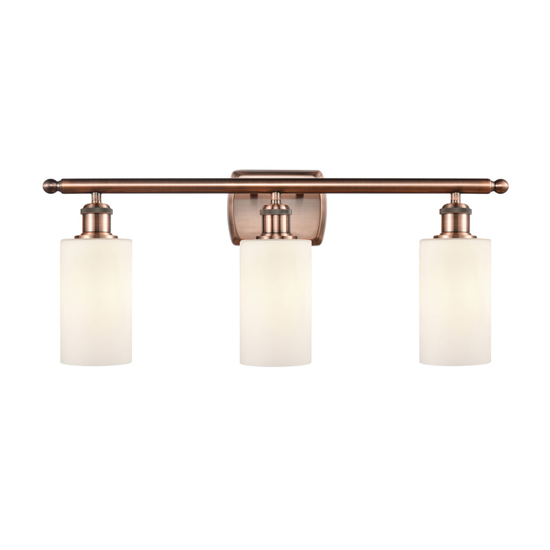 Clymer Bath Vanity Light shown in the Antique Copper finish with a Matte White shade