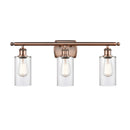 Clymer Bath Vanity Light shown in the Antique Copper finish with a Clear shade