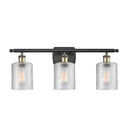 Cobbleskill Bath Vanity Light shown in the Black Antique Brass finish with a Clear shade