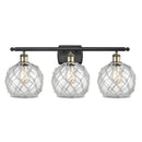 Farmhouse Rope Bath Vanity Light shown in the Black Antique Brass finish with a Clear Glass with White Rope shade