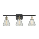 Conesus Bath Vanity Light shown in the Black Antique Brass finish with a Clear Crackle shade