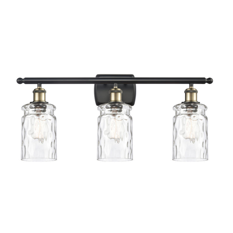 Candor Bath Vanity Light shown in the Black Antique Brass finish with a Clear Waterglass shade