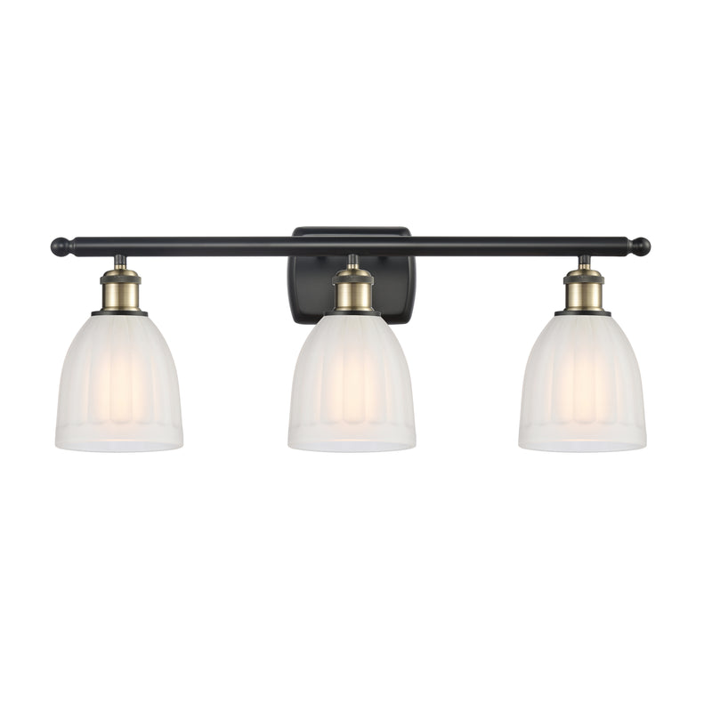 Brookfield Bath Vanity Light shown in the Black Antique Brass finish with a White shade