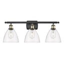 Ballston Dome Bath Vanity Light shown in the Black Antique Brass finish with a Clear shade