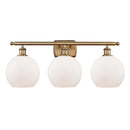 Athens Bath Vanity Light shown in the Brushed Brass finish with a Matte White shade