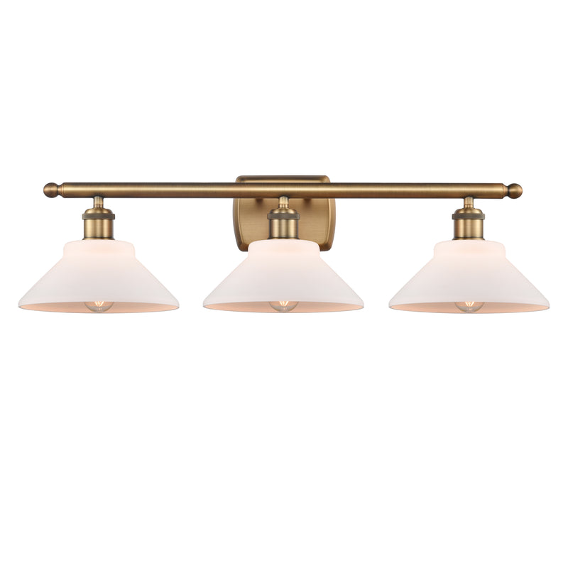 Orwell Bath Vanity Light shown in the Brushed Brass finish with a Matte White shade