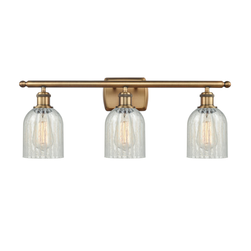 Caledonia Bath Vanity Light shown in the Brushed Brass finish with a Mouchette shade