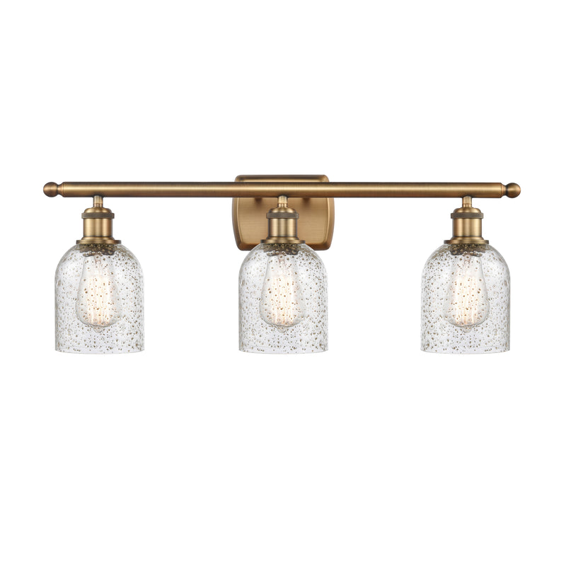 Caledonia Bath Vanity Light shown in the Brushed Brass finish with a Mica shade