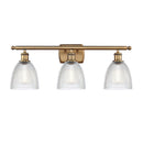 Castile Bath Vanity Light shown in the Brushed Brass finish with a Clear shade