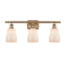Ellery Bath Vanity Light shown in the Brushed Brass finish with a White shade