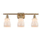Ellery Bath Vanity Light shown in the Brushed Brass finish with a White shade