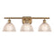 Arietta Bath Vanity Light shown in the Brushed Brass finish with a Clear shade