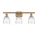 Brookfield Bath Vanity Light shown in the Brushed Brass finish with a Clear shade