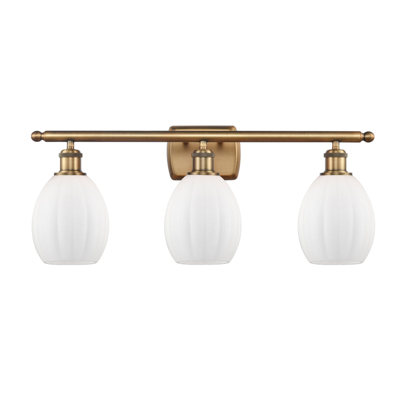 Eaton Bath Vanity Light shown in the Brushed Brass finish with a Matte White shade