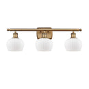 Fenton Bath Vanity Light shown in the Brushed Brass finish with a Matte White shade