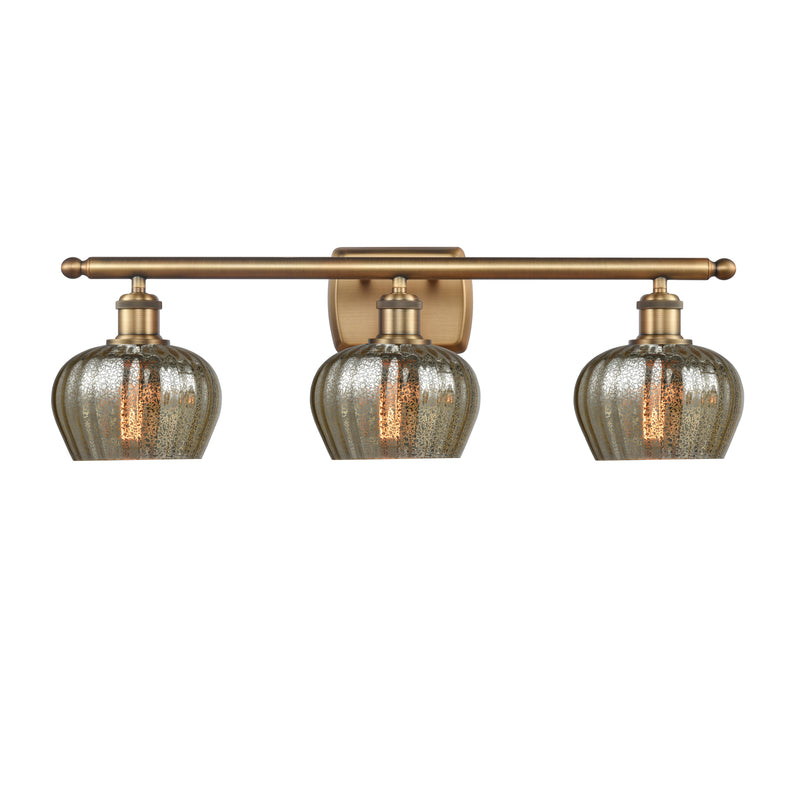 Fenton Bath Vanity Light shown in the Brushed Brass finish with a Mercury shade