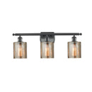 Cobbleskill Bath Vanity Light shown in the Matte Black finish with a Mercury shade