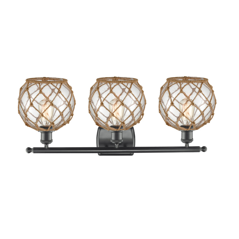 Innovations Lighting Farmhouse Rope 3 Light Bath Vanity Light Part Of The Ballston Collection 516-3W-BK-G122-8RB-LED