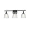 Castile Bath Vanity Light shown in the Matte Black finish with a Clear shade