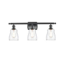 Ellery Bath Vanity Light shown in the Matte Black finish with a Clear shade