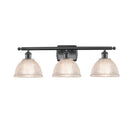 Arietta Bath Vanity Light shown in the Matte Black finish with a Clear shade