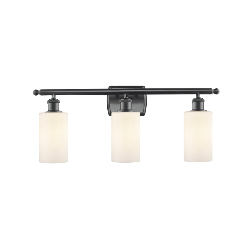 Clymer Bath Vanity Light shown in the Matte Black finish with a Matte White shade