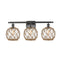 Farmhouse Rope Bath Vanity Light shown in the Oil Rubbed Bronze finish with a Clear Glass with Brown Rope shade