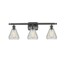 Conesus Bath Vanity Light shown in the Oil Rubbed Bronze finish with a Clear Crackle shade
