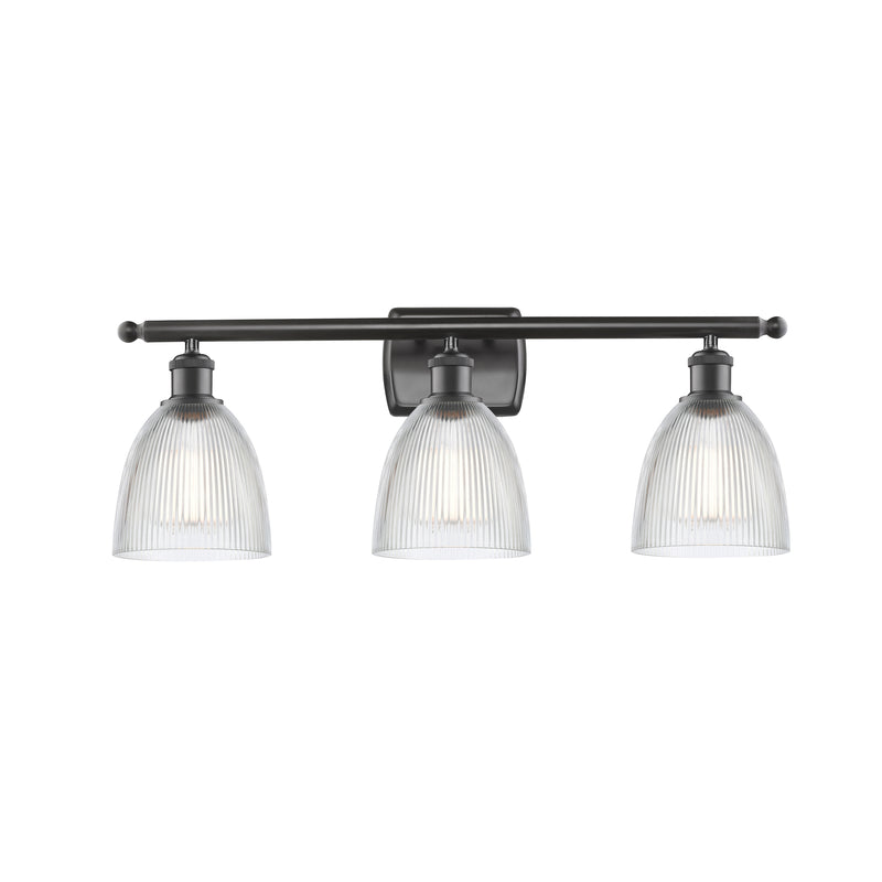 Castile Bath Vanity Light shown in the Oil Rubbed Bronze finish with a Clear shade