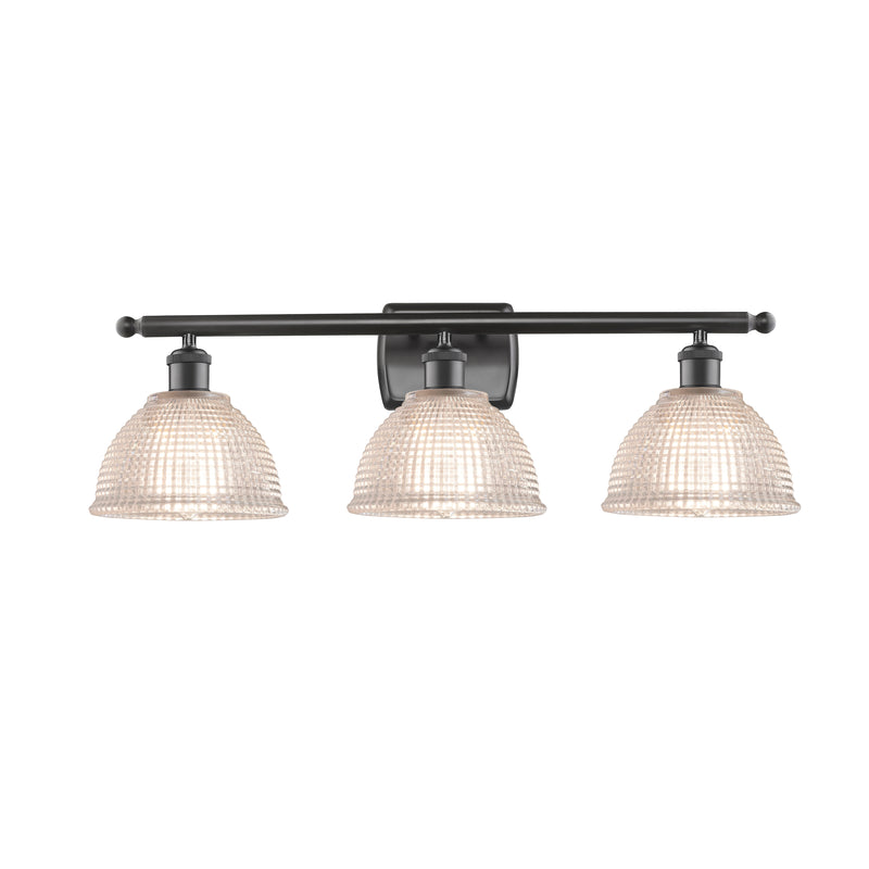 Arietta Bath Vanity Light shown in the Oil Rubbed Bronze finish with a Clear shade