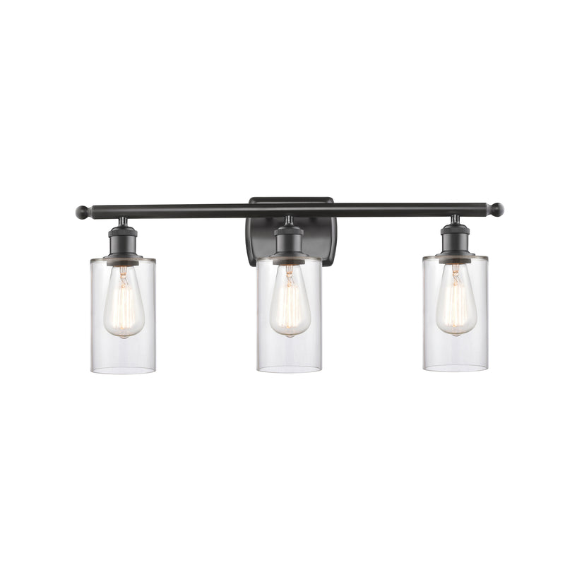 Clymer Bath Vanity Light shown in the Oil Rubbed Bronze finish with a Clear shade