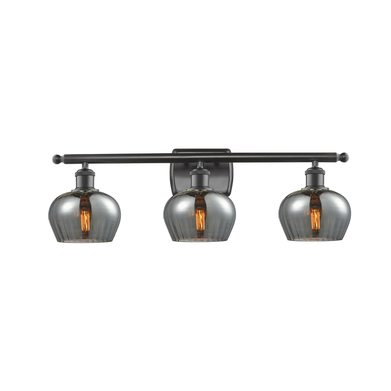 Fenton Bath Vanity Light shown in the Oil Rubbed Bronze finish with a Plated Smoke shade