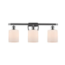 Cobbleskill Bath Vanity Light shown in the Polished Chrome finish with a Matte White shade