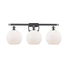 Athens Bath Vanity Light shown in the Polished Chrome finish with a Matte White shade