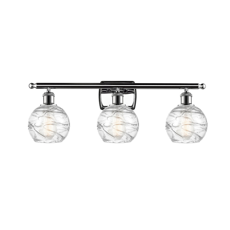 Deco Swirl Bath Vanity Light shown in the Polished Chrome finish with a Clear shade