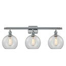 Athens Bath Vanity Light shown in the Polished Chrome finish with a Clear shade