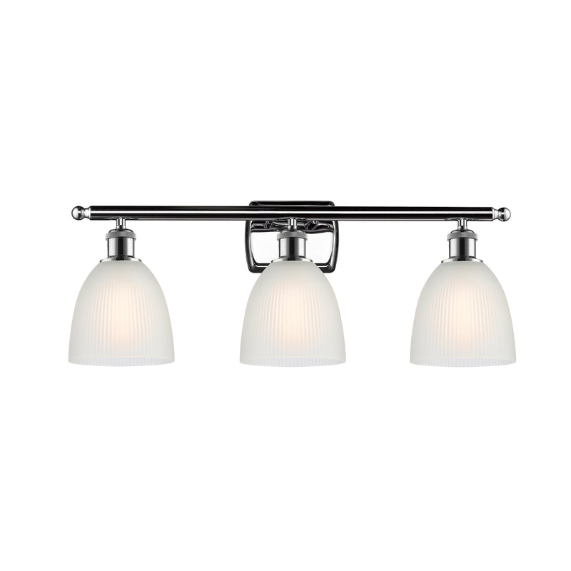 Castile Bath Vanity Light shown in the Polished Chrome finish with a White shade