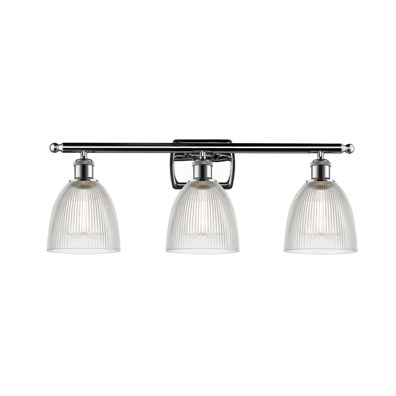 Castile Bath Vanity Light shown in the Polished Chrome finish with a Clear shade