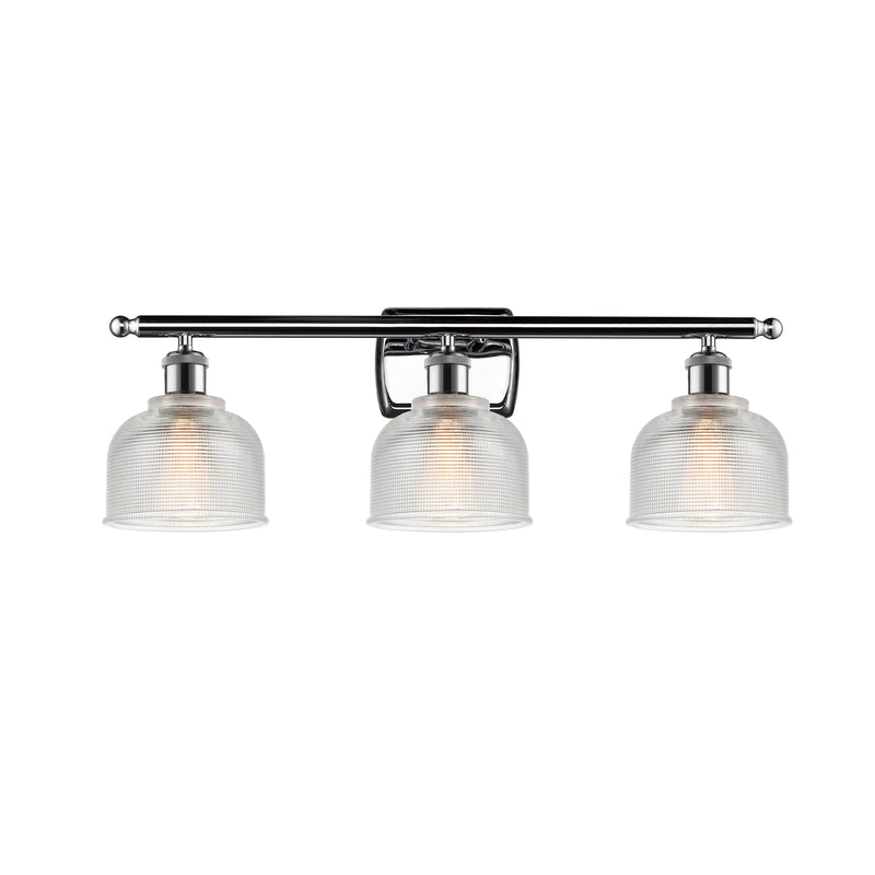 Dayton Bath Vanity Light shown in the Polished Chrome finish with a Clear shade