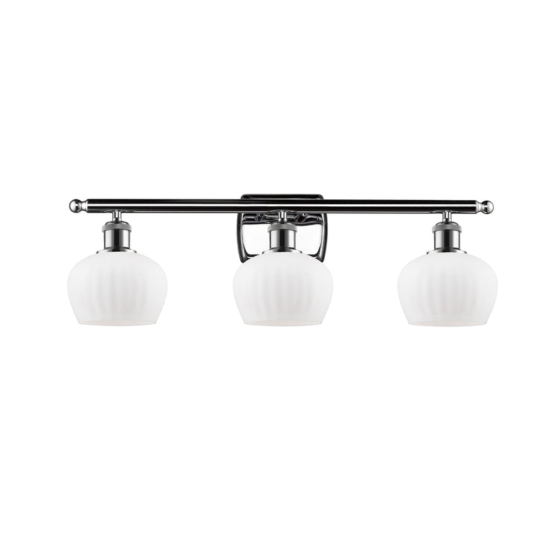 Fenton Bath Vanity Light shown in the Polished Chrome finish with a Matte White shade