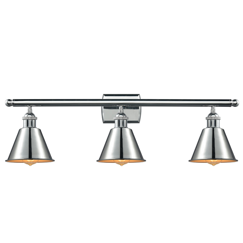 Smithfield Bath Vanity Light shown in the Polished Chrome finish with a Polished Chrome shade