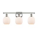 Belfast Bath Vanity Light shown in the Polished Nickel finish with a Matte White shade