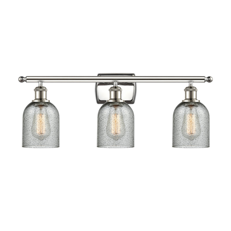 Caledonia Bath Vanity Light shown in the Polished Nickel finish with a Charcoal shade